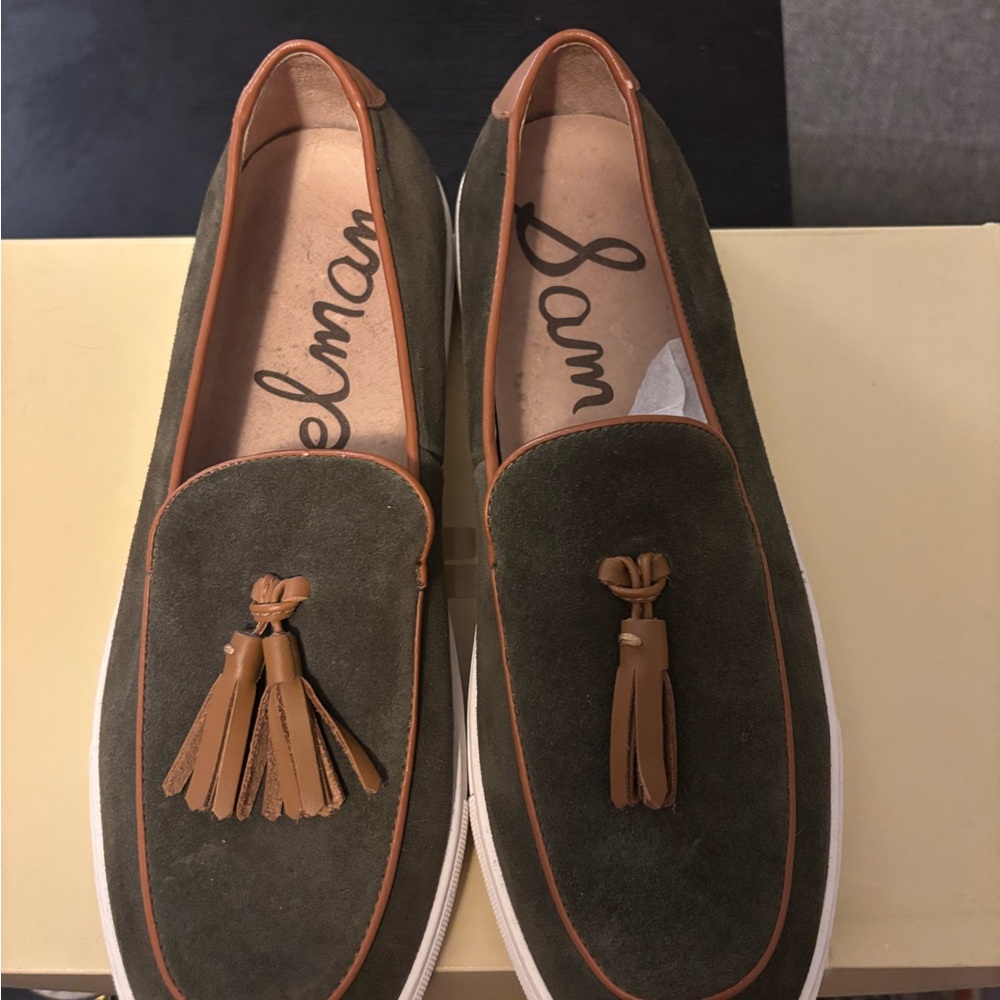 Sam Edelman Men's Olive Suede Tassel Loafers